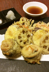 鮭白子と秋刀魚の天ぷら