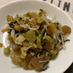 ブロッコリー茎と葉のジャコあえ