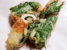 竹輪の明太子青じそ揚げ