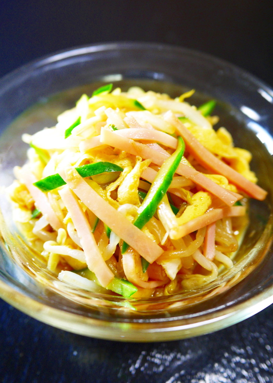 簡単副菜★もやし卵ハム胡瓜で冷やし中華風の画像