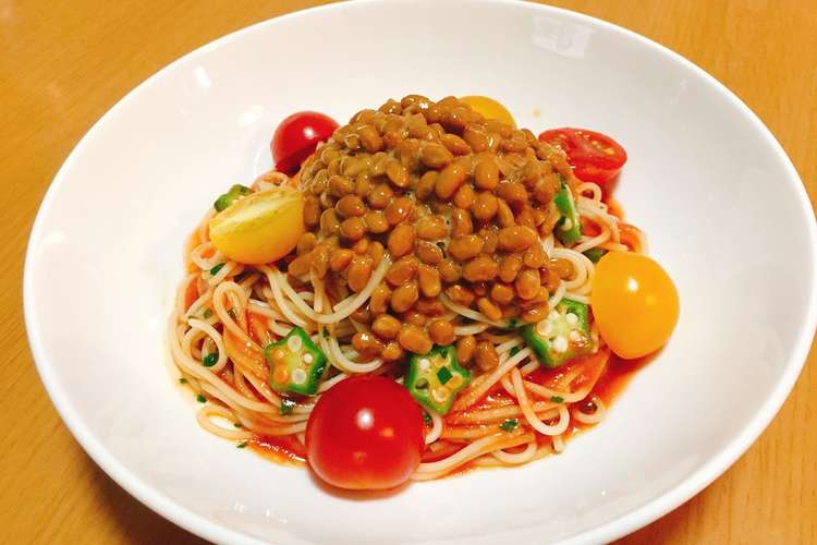 美肌 納豆ネバネバ野菜冷製カッペリーニ レシピ 作り方 By おとうふタイシ クックパッド
