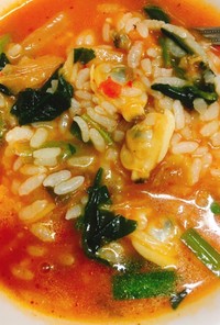 トマト煮の残りソースで韓国風雑炊