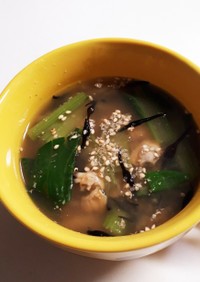 鉄分補給　あさりとレンズ豆の味噌スープ