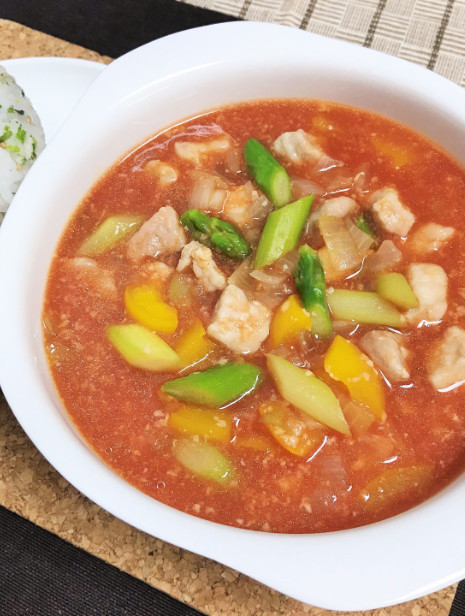 レンジで簡単塩糀トマトの具だくさんスープの画像