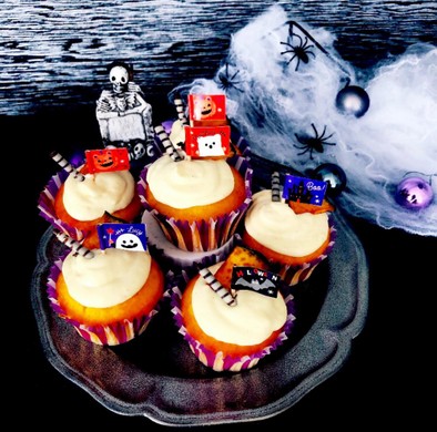 ハロウィン かぼちゃの簡単カップケーキの写真