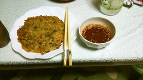 我が家のキノコたっぷりチヂミ