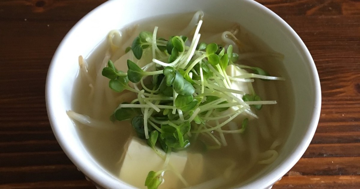 野菜高騰時に かいわれ大根 もやしスープ レシピ 作り方 By まちゃみ ママ クックパッド