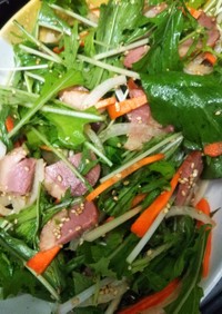 鴨パストラミと水菜の中華風サラダ