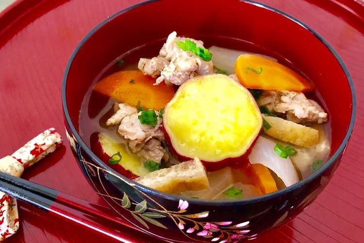 豚小間肉とさつま芋のめった汁 豚汁 レシピ 作り方 By お料理ニャロメ クックパッド 簡単おいしいみんなのレシピが366万品