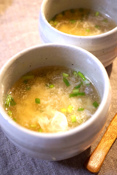 再現飯【天気の子】卵白ふわふわ中華スープの写真
