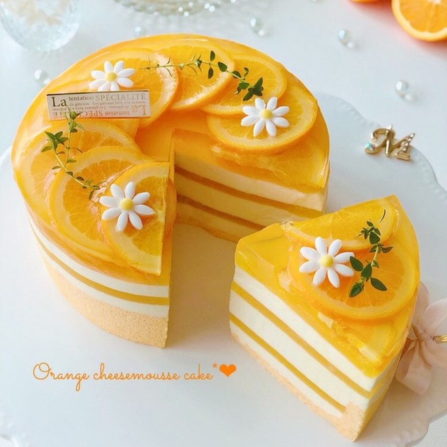 しましまオレンジ チーズムースケーキ レシピ 作り方 By もえcafe クックパッド 簡単おいしいみんなのレシピが352万品