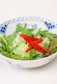 水菜とノンオイル塩麹ドレッシング