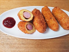 バッター液とパン粉でアメリカンドッグ♪