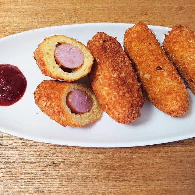 バッター液とパン粉でアメリカンドッグ レシピ 作り方 By さわらび 獣 クックパッド