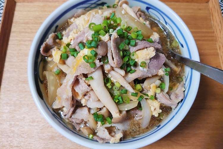 超簡単 豚肉とシメジ 玉ねぎの卵とじ レシピ 作り方 By さわらび 獣 クックパッド 簡単おいしいみんなのレシピが354万品