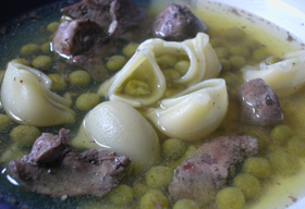 鶏レバーエンドウ豆スープ「イタリア料理」の画像