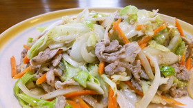 豚小間キャベツごま味噌炒め。