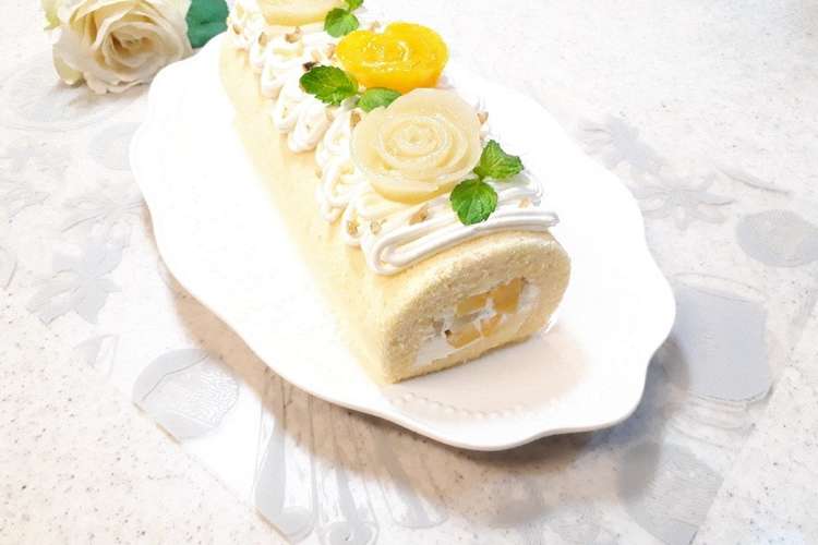 桃缶薔薇でフルーツロールケーキ レシピ 作り方 By Naｰno クックパッド