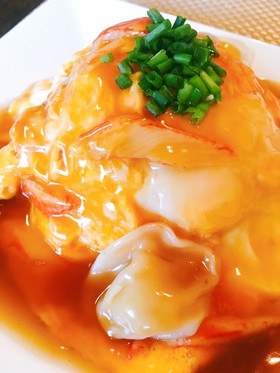 水餃子入り☆ふわとろかに玉丼