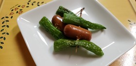 おつまみに♪ししとうとチーズの一口串焼き