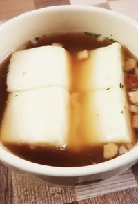 高野豆腐でお手軽オニオングラタンスープ風