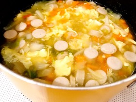 ウインナーと野菜と卵のスープ☆