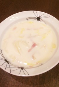 白菜と舞茸ベーコンのミルクスープ♪