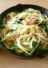 包丁不要！鮭とほうれん草のパスタ