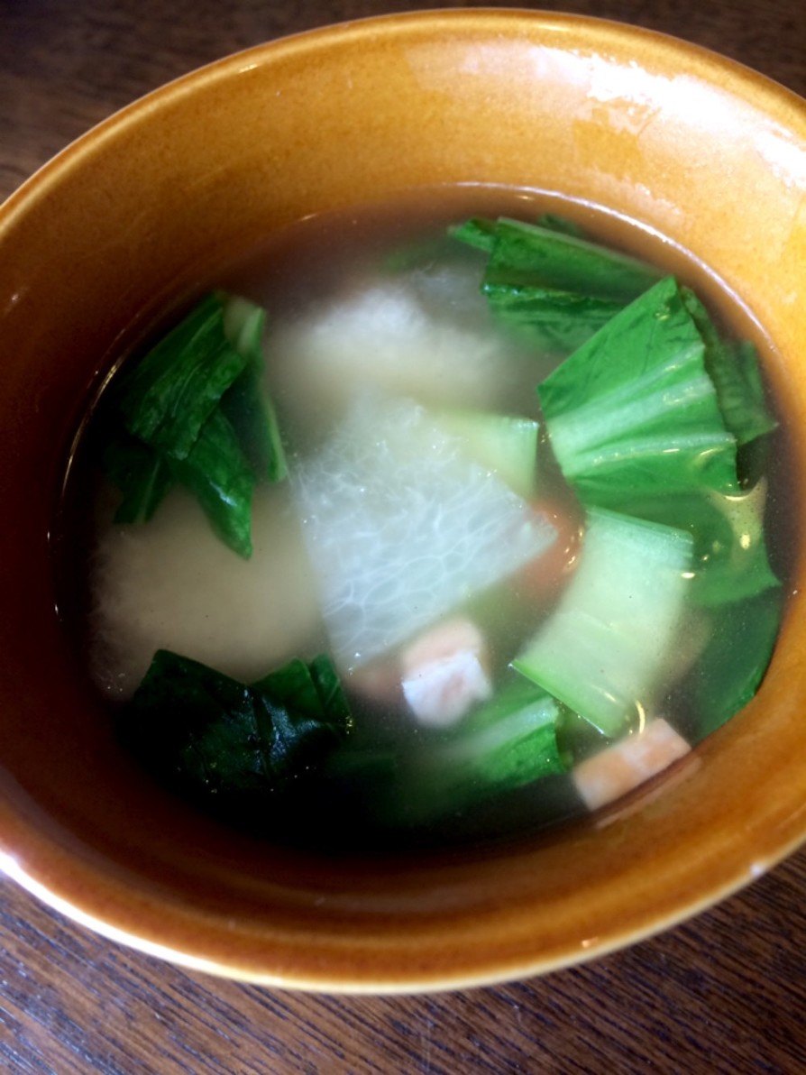 冬瓜と青梗菜ブロックベーコンとろみスープの画像