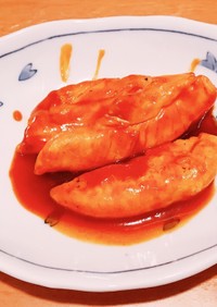 鶏ササミの簡単柔らかケチャップ煮