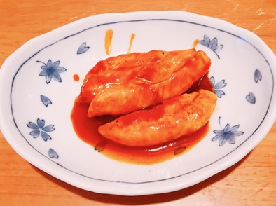 鶏ササミの簡単柔らかケチャップ煮の写真