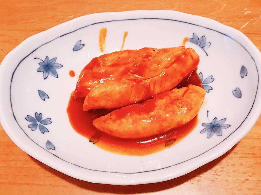 鶏ササミの簡単柔らかケチャップ煮の画像