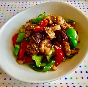 豚こま肉と椎茸・ピーマンの甘辛炒め☆弁当