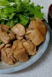 鶏肉の味噌酢炒め&ナメコの味噌汁