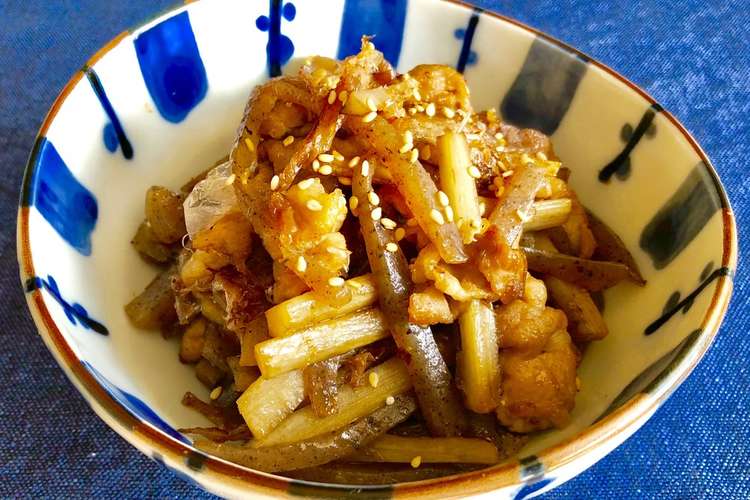 牛蒡こんにゃく 豚こまの甘辛炒め煮 副菜 レシピ 作り方 By お料理ニャロメ クックパッド 簡単おいしいみんなのレシピが356万品