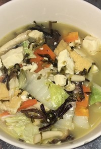 豆腐と野菜と高菜漬けの花椒鶏白湯スープ