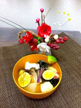 夏はさっぱり♡すだち香る酢橘味噌汁♡