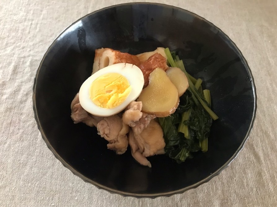 鶏もも肉と小松菜の生姜入り煮物の画像
