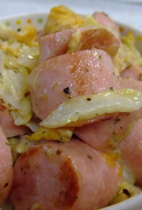 ✥魚肉ソーセージとキャベツ卵のマヨ炒め✥