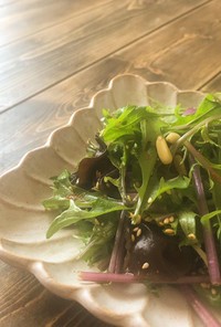 キクラゲと赤茎水菜の中華サラダ