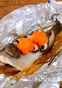 白身魚と椎茸のバター醤油♡ホイル蒸し