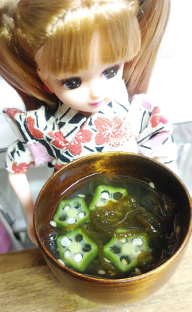 リカちゃん♡オクラともずくのスープꕤ