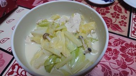 ♪ササミとキャベツの豆乳スープ♪