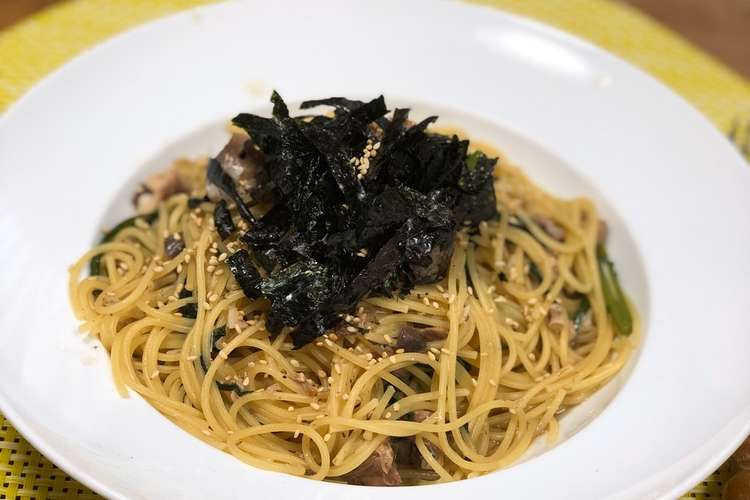簡単 サバ缶と春菊の和風パスタ レシピ 作り方 By しゃとりん クックパッド 簡単おいしいみんなのレシピが352万品
