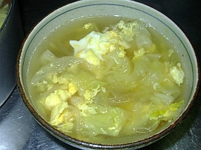 簡単！きゃべつと玉葱と卵のコンソメスープの写真