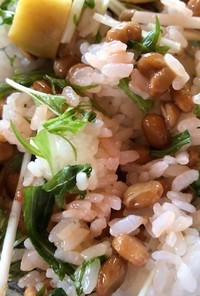 納豆とさつま芋のケチャップご飯