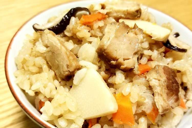もっちり中華おこわ風 豚角煮炊き込みご飯 レシピ 作り方 By ムマコ クックパッド 簡単おいしいみんなのレシピが352万品