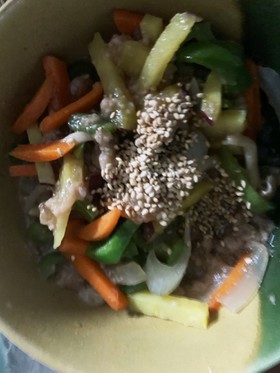 全てレンジさつまいも挽き肉青椒肉絲風