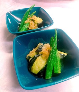茄子とオクラの麺つゆ下ろしびたし