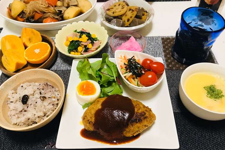 今日のメニュー ハンバーグメインの献立 レシピ 作り方 By 体裁よく クックパッド 簡単おいしいみんなのレシピが352万品